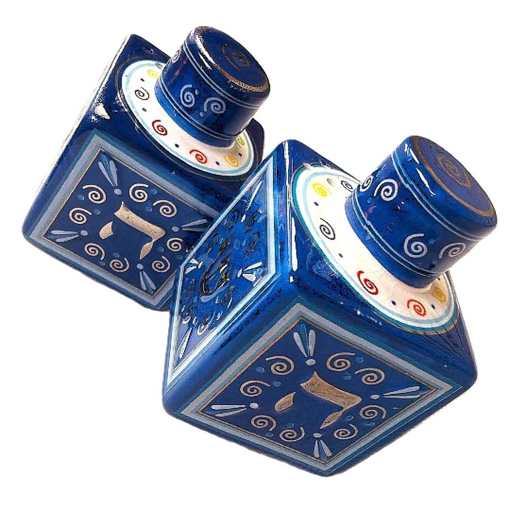 Dreidel Salt & Pepper Shakers Blue & White Judaic Hanukkah Decor